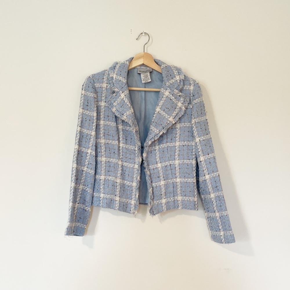 Breakin Loose • Tweed Blue & White Plaid Blazer